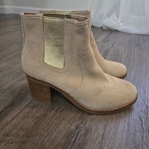 Sperry Marlow Tan Suede Gold Metallic Booties Ladies Size 6.5